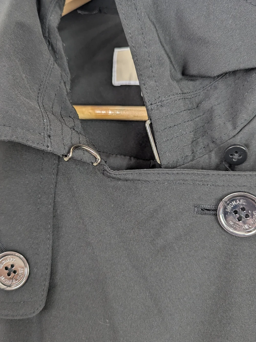 Michael Kors Classic Black Double-Breasted Trench Coat XL